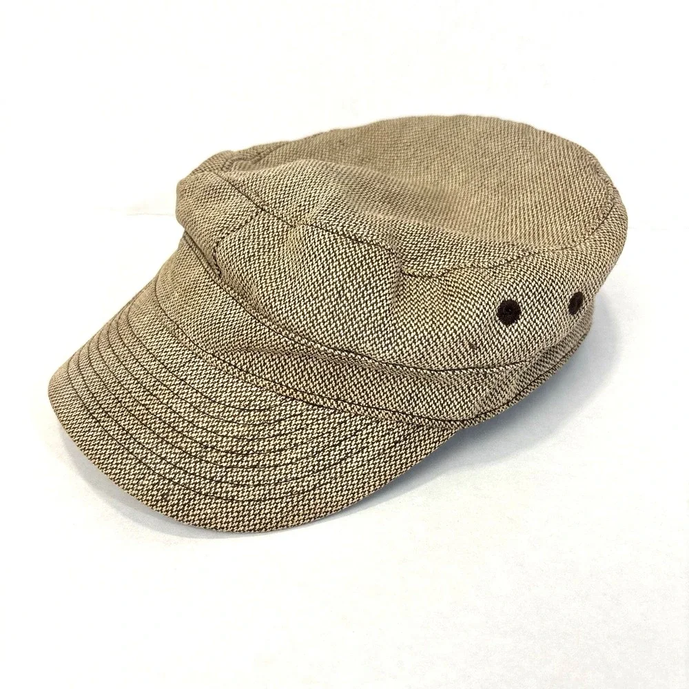 Banana Republic Travel Safari Army Cadet Cap Hat Mens S / M Tan Hemp Cotton